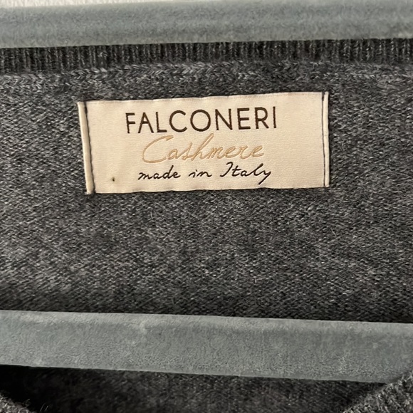 Falconeri Cashmere charcoal gray poncho sweater with fringe details size S/M - Picture 2 of 4